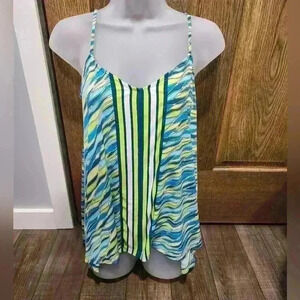 Michael Kors Green & Blue Bright “Limeade” Tank Top, Size Medium
